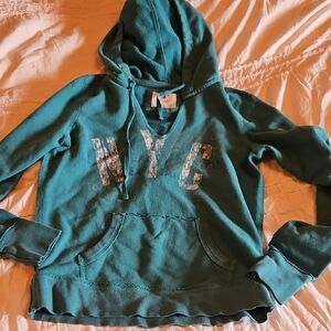 Aerie Teal NYC Hoodie Sweater